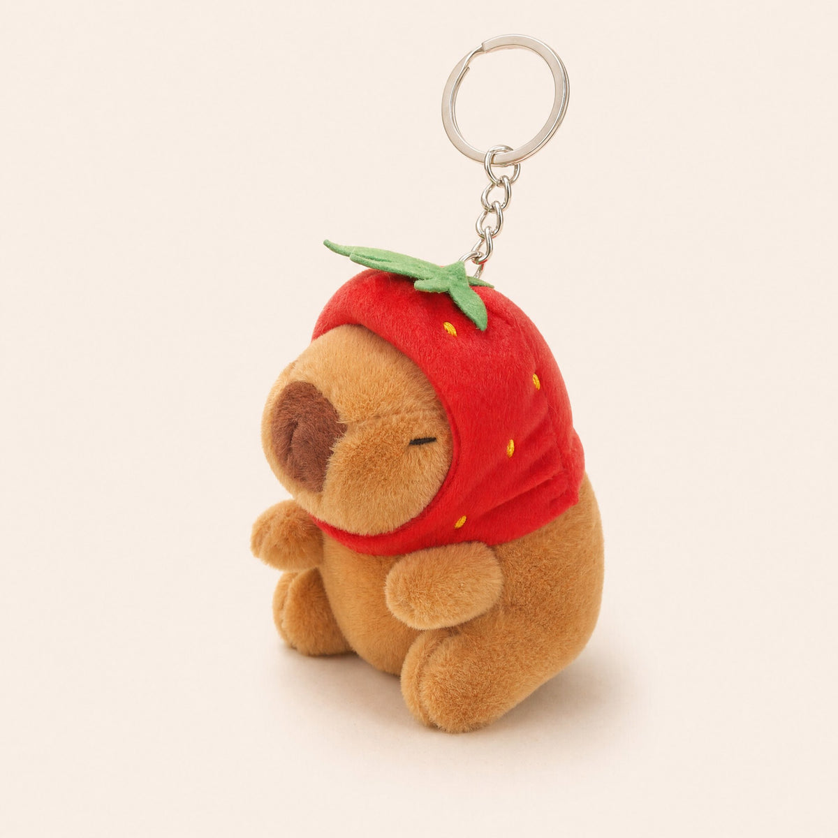 Capybara bag charm, Strawberry Hat, Honey