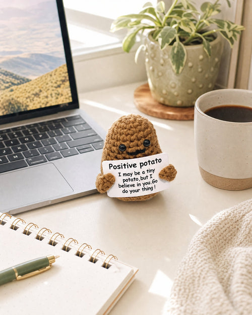 Positive Potato on a home office desk